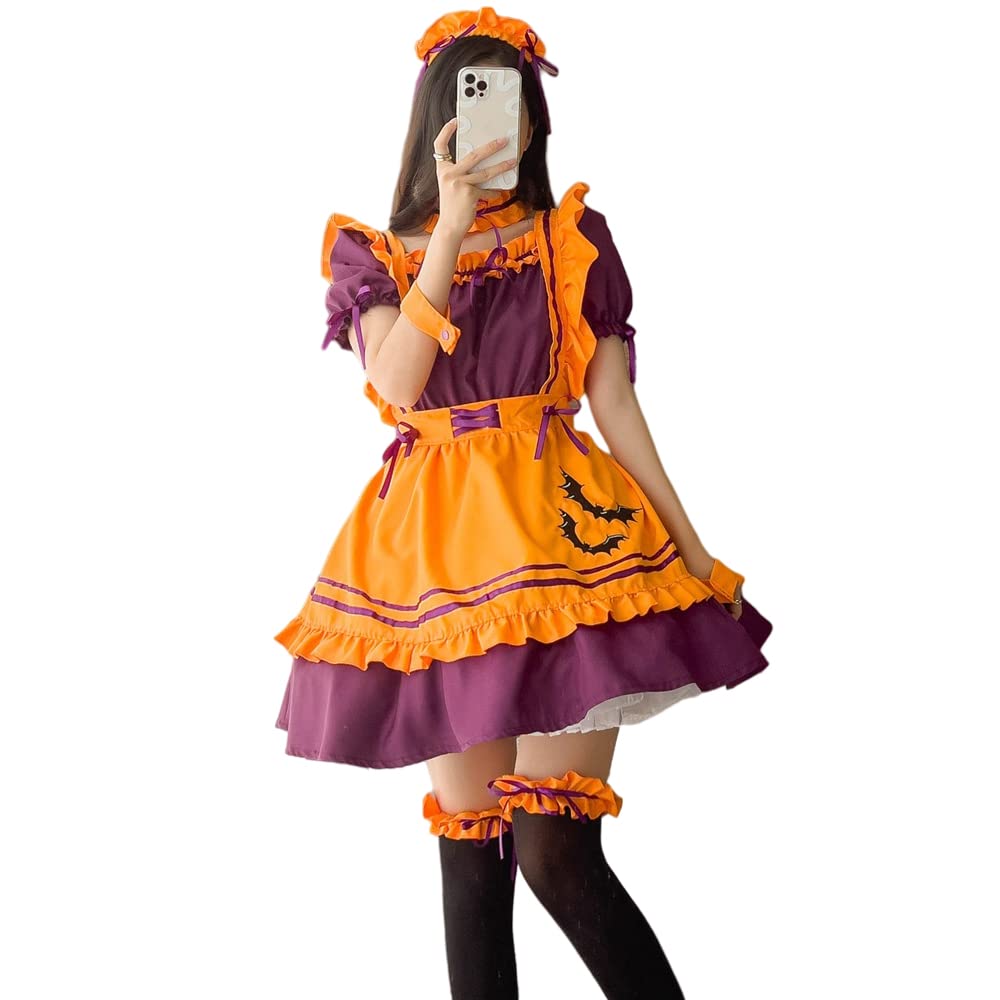 Amazon.co.jp: [RPFLQ] ハロウィン メイド服 オレンジ コウモリ